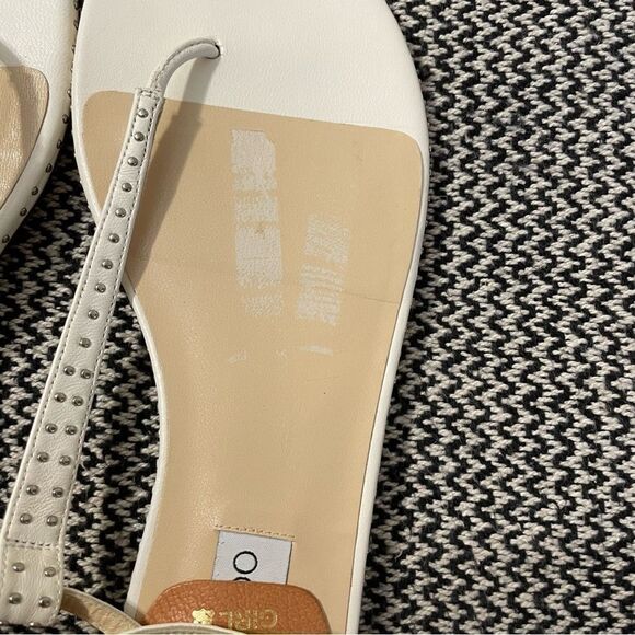 Jimmy Choo Afia Studded Ankle Strap White Leather Flat Sandal Sz-41/11 - Picture 9 of 11
